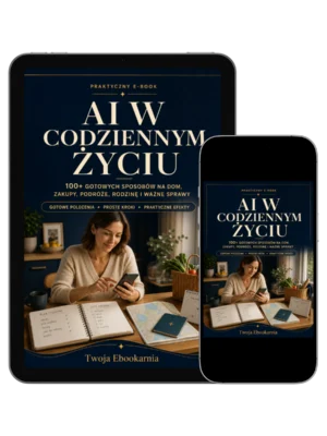 AI w codziennym życiu – okładka e-booka z gotowymi poleceniami do AI