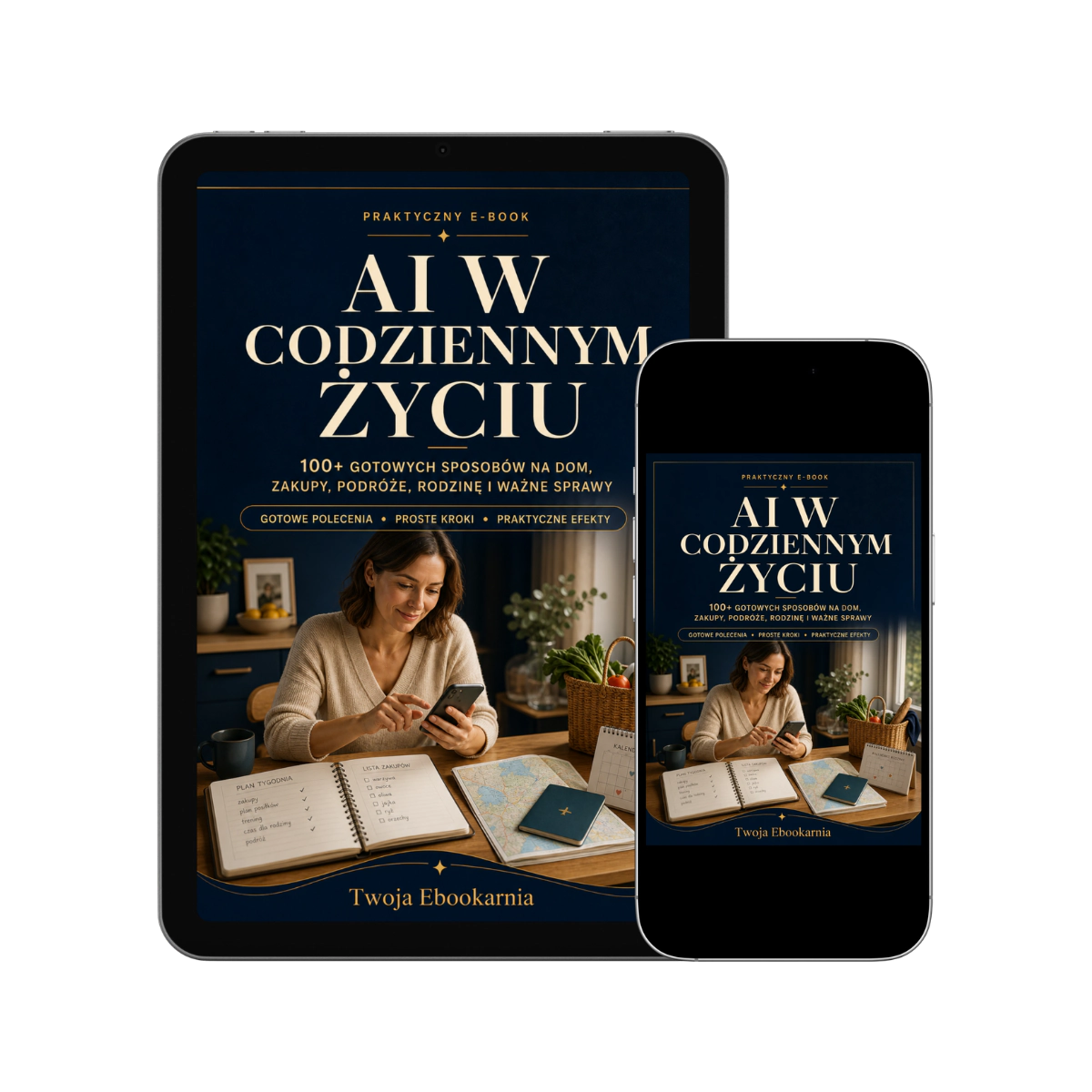 AI w codziennym życiu – okładka e-booka z gotowymi poleceniami do AI